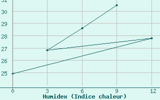 Courbe de l'humidex pour Hakha