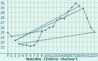 Courbe de l'humidex pour Boulaide (Lux)