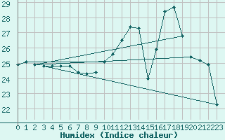 Courbe de l'humidex pour Muret (31)