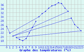 Courbe de tempratures pour Tomelloso