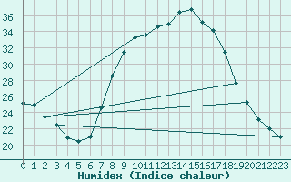 Courbe de l'humidex pour Calamocha
