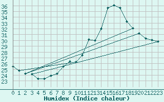 Courbe de l'humidex pour Tortosa