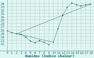 Courbe de l'humidex pour Pirapora