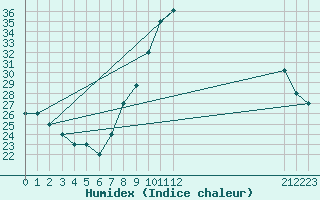 Courbe de l'humidex pour Timimoun