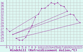 Courbe du refroidissement olien pour Ouargla