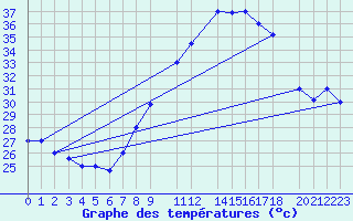 Courbe de tempratures pour Tozeur