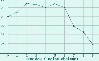 Courbe de l'humidex pour Samuel Hill