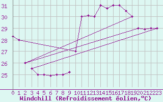Courbe du refroidissement olien pour Salvador Aeroporto
