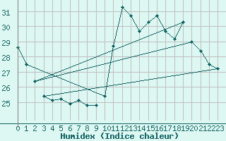 Courbe de l'humidex pour Belvs (24)