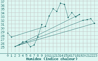 Courbe de l'humidex pour Figari (2A)