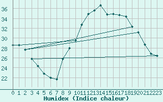 Courbe de l'humidex pour Avignon (84)