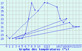 Courbe de tempratures pour Kelibia