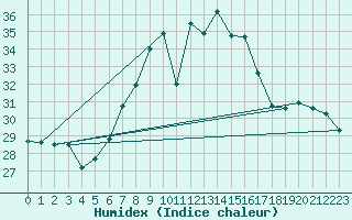 Courbe de l'humidex pour Siria