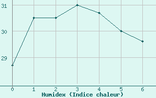 Courbe de l'humidex pour Mackay Mo