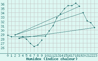 Courbe de l'humidex pour Jan (Esp)