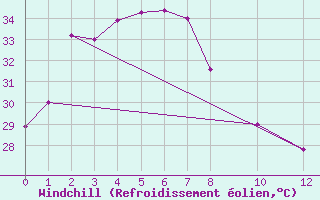 Courbe du refroidissement olien pour Mount Bundey North