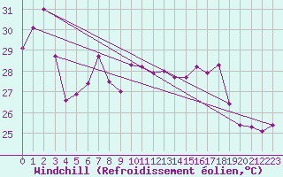 Courbe du refroidissement olien pour Phatthaya