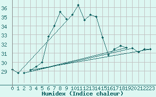 Courbe de l'humidex pour Giresun