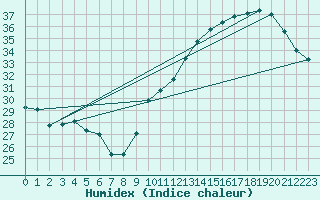 Courbe de l'humidex pour Jan (Esp)