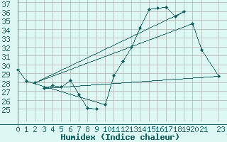 Courbe de l'humidex pour Bauru