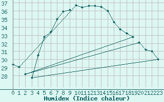 Courbe de l'humidex pour Bet Dagan