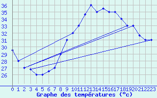 Courbe de tempratures pour El Oued
