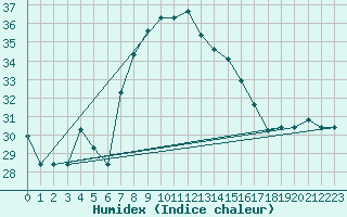 Courbe de l'humidex pour Kelibia