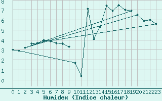 Courbe de l'humidex pour Florennes (Be)