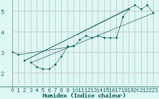 Courbe de l'humidex pour Hoernli