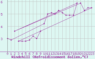 Courbe du refroidissement olien pour Marnitz