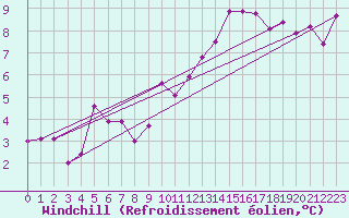 Courbe du refroidissement olien pour Bremervoerde