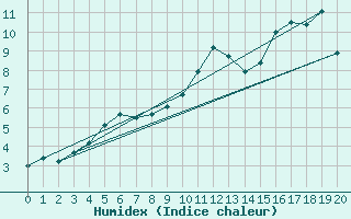 Courbe de l'humidex pour Seljelia