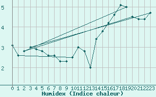 Courbe de l'humidex pour Skagsudde