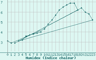 Courbe de l'humidex pour Belm