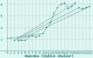 Courbe de l'humidex pour Bulson (08)