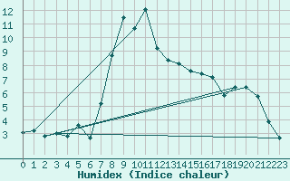 Courbe de l'humidex pour Martinroda