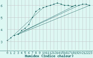 Courbe de l'humidex pour Biscarrosse (40)