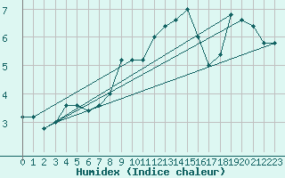 Courbe de l'humidex pour Monte S. Angelo