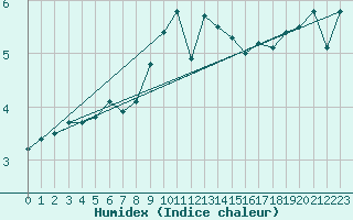 Courbe de l'humidex pour Hoek Van Holland