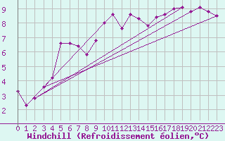 Courbe du refroidissement olien pour Thomastown