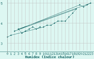 Courbe de l'humidex pour Hammer Odde
