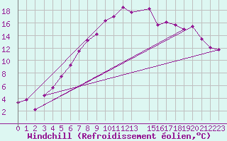 Courbe du refroidissement olien pour Seljelia