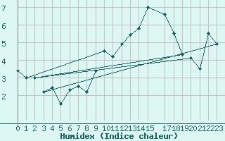 Courbe de l'humidex pour Chivres (Be)