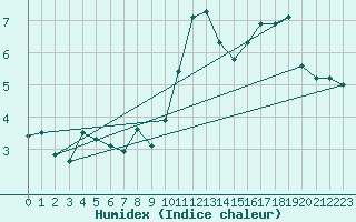 Courbe de l'humidex pour Ligneville (88)