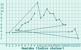 Courbe de l'humidex pour Holzkirchen