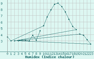 Courbe de l'humidex pour Salen-Reutenen