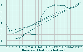 Courbe de l'humidex pour Montauban (82)