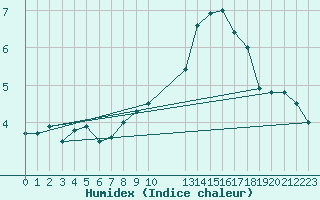 Courbe de l'humidex pour Florennes (Be)