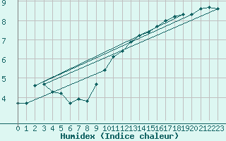 Courbe de l'humidex pour Gelbelsee