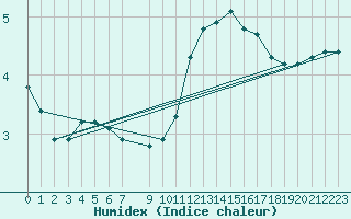 Courbe de l'humidex pour Mirepoix (09)